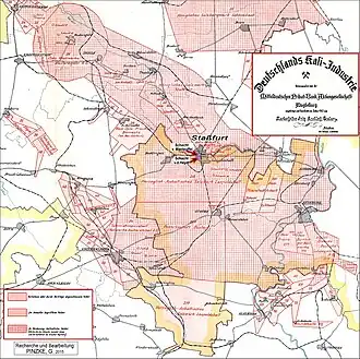 Lage der Berechtsame sowie der Schächte v.d.Heydt und v.Manteuffel.