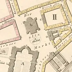 Berghaus-Plan von 1840, Nr. 2 ist das Rathaus