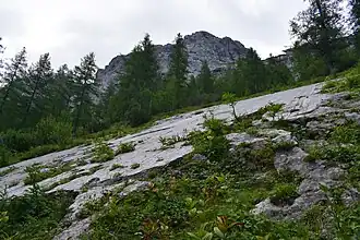 Gleitfläche unterhalb der Schaufelwand.