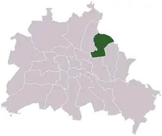 Lage des ehemaligen Bezirks Hohenschönhausen in Berlin