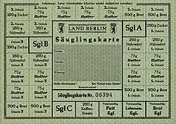 Säuglingskarte der Berliner Senatsreserve