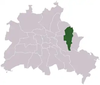 Lage des ehemaligen Bezirks Marzahn in Berlin