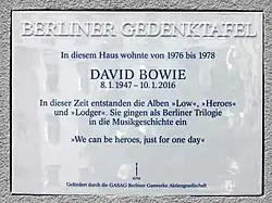 Berliner Gedenktafel für David Bowie, Hauptstraße 155