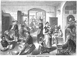 Blick in eine Berliner Volksküche, 1868.