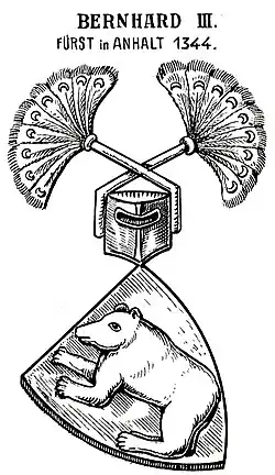 Bernhard III., Fürst von Anhalt-Bernburg, Graf zu Anhalt und Graf zu Bernburg (Wappensiegel 1344)