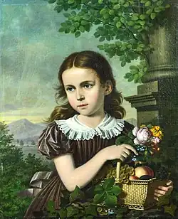 Mädchen mit Blumen und Fruchtkorb 1822