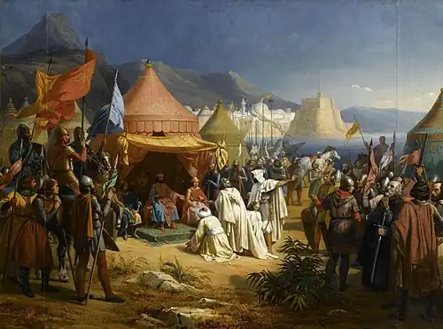 Graf Bertrand vor Tripolis (Gemälde von Charles Alexandre Debacq, 19. Jahrhundert)
