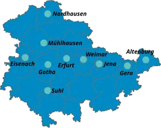 Standorte der Berufsfeuerwehren in Thüringen