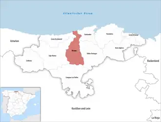 Die Lage der Comarca Besaya in der autonomen&nbsp;Gemeinschaft&nbsp;Kantabrien