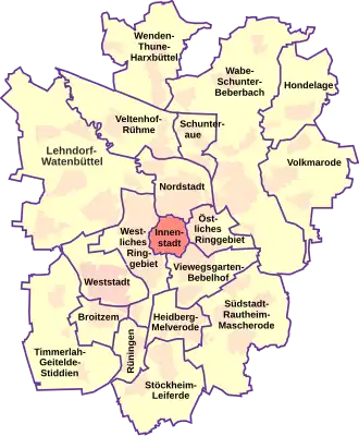 Lage des Stadtbezirks Innenstadt