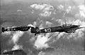Zwei Messerschmitt Bf 110 der deutschen Luftwaffe 1940 oder 1941