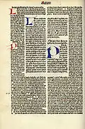 Seite aus der Biblia cum postillis Nicolai de Lyra, gedruckt in Straßburg 1492.