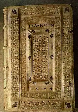 Buch aus der vergessenen Bibliothek des Herzog Johann Albrecht I aus dem Jahr 1574