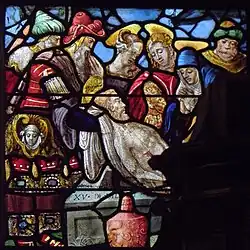 Grablegung Jesu mit Inschrift am Sarkophag: „XVME DE IVILLET“