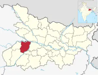 Positionskarte des Distrikts Bhojpur