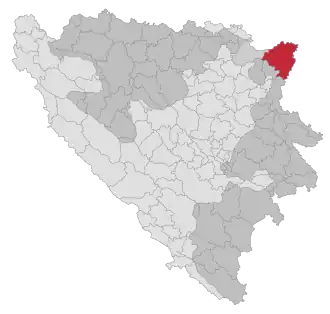 Lage der Gemeinde Bijeljina in Bosnien und Herzegowina (anklickbare Karte)