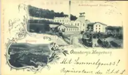 Bildpostkarte Kohlenbergwerk Brennberg mit der Gepäcklokomotive 24 der Südbahn-Serie SB 4 II