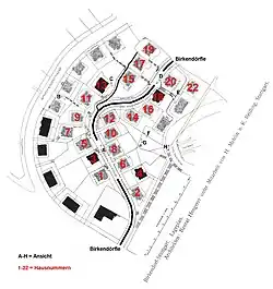 Historischer Lageplan des Birkendörfle, Zeichnung von Karl Hengerer, 1907.