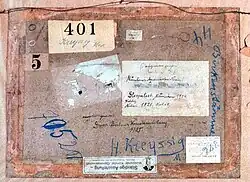 Rückseite mit Ausstellungsvermerken