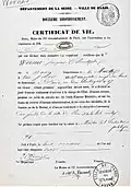 Nachweis seiner Geburt 2. Juni 1798 in Nancy für Pensionsansprüche