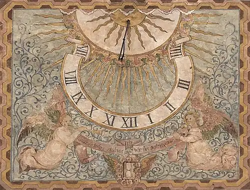 Die Sonnenuhr an der südlichen Außenwand