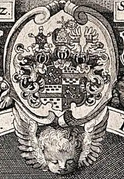 Wappen des Wormser Bischofs Philipp Kratz von Scharfenstein (1540–1604)