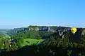 Aussicht nach Westen auf Niederrathen und die Bastei