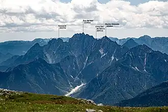 Blick vom Rosskofel auf die Gleris-Gruppe und den Zuc dal Bôr