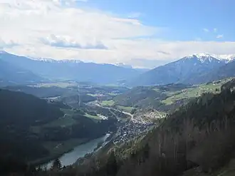 Blick von Meransen zum Übergang vom Pustertal ins Eisacktal