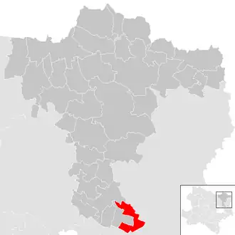 Lage der Gemeinde Bockfließ im Bezirk Mistelbach (anklickbare Karte)