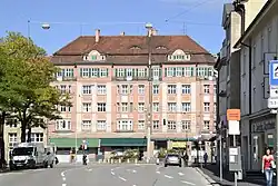 Marienplatz in Pasing von der Planegger Straße aus gesehen