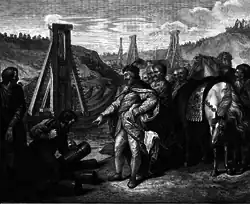 Bolesław I of Poland sticks frontier poles in Elbe and Saale