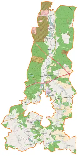 Karte der Landgemeinde mit Bodendeckungen, Stadt Bolesławiec als Aussparung