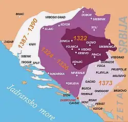 Ausdehnung Bosniens im 14. Jahrhundert