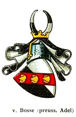 Stammwappen derer von Bosse mit 3 goldenen Muscheln