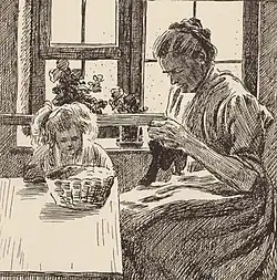 Am Fenster (Kalenderblatt-Zeichnung)