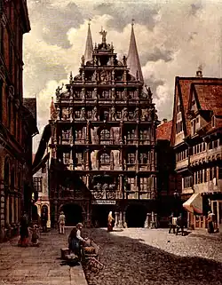 Braunschweig: Gewandhaus von Osten. Öl auf Leinwand 54,5&nbsp;×&nbsp;43&nbsp;cm