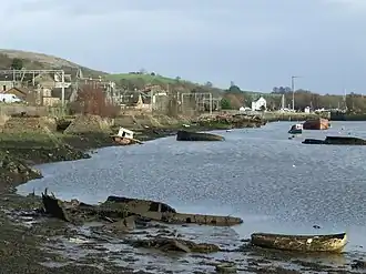 Blick über das Hafenbecken nach Bowling