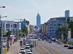 Brünner Straße zwischen der Klinik Floridsdorf und dem Floridsdorfer Spitz.