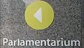Hinweisschild Parlamentarium in Brüssel