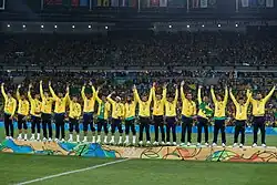 Die brasilianische Mannschaft bei der Siegerehrung 2016