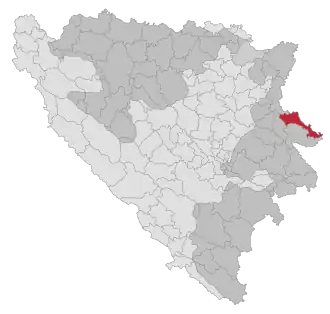 Lage der Gemeinde Bratunac in Bosnien und Herzegowina (anklickbare Karte)
