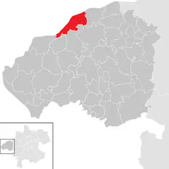 Lage der Gemeinde Braunau am Inn im Bezirk Braunau am Inn (anklickbare Karte)