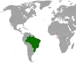 Lage von Brasilien und São Tomé und Príncipe