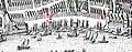 Die Schlachte in Bremen mit dem zu Anfang des 17.&nbsp;Jahrhunderts erbauten Schwerlastkran. (Kupferstich von Merian 1638/41, Ausschnitt)