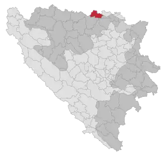 Lage der Gemeinde Bosanski Brod in Bosnien und Herzegowina (anklickbare Karte)