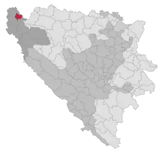 Lage der Gemeinde Bužim in Bosnien und Herzegowina (anklickbare Karte)