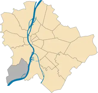 Lage des XXII. Bezirks in Budapest