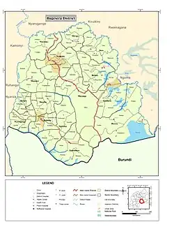 Übersichtskarte mit beschrifteten Sektoren und Zellen sowie einigen Städten, Hauptverkehrsstraßen und Gewässern.