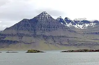 von der Ostseite des Fjordes aus gesehen